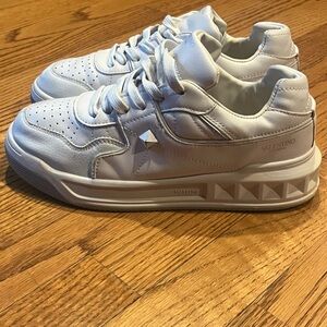 Valentino White One Stud Leather Sneakers Women Size 39